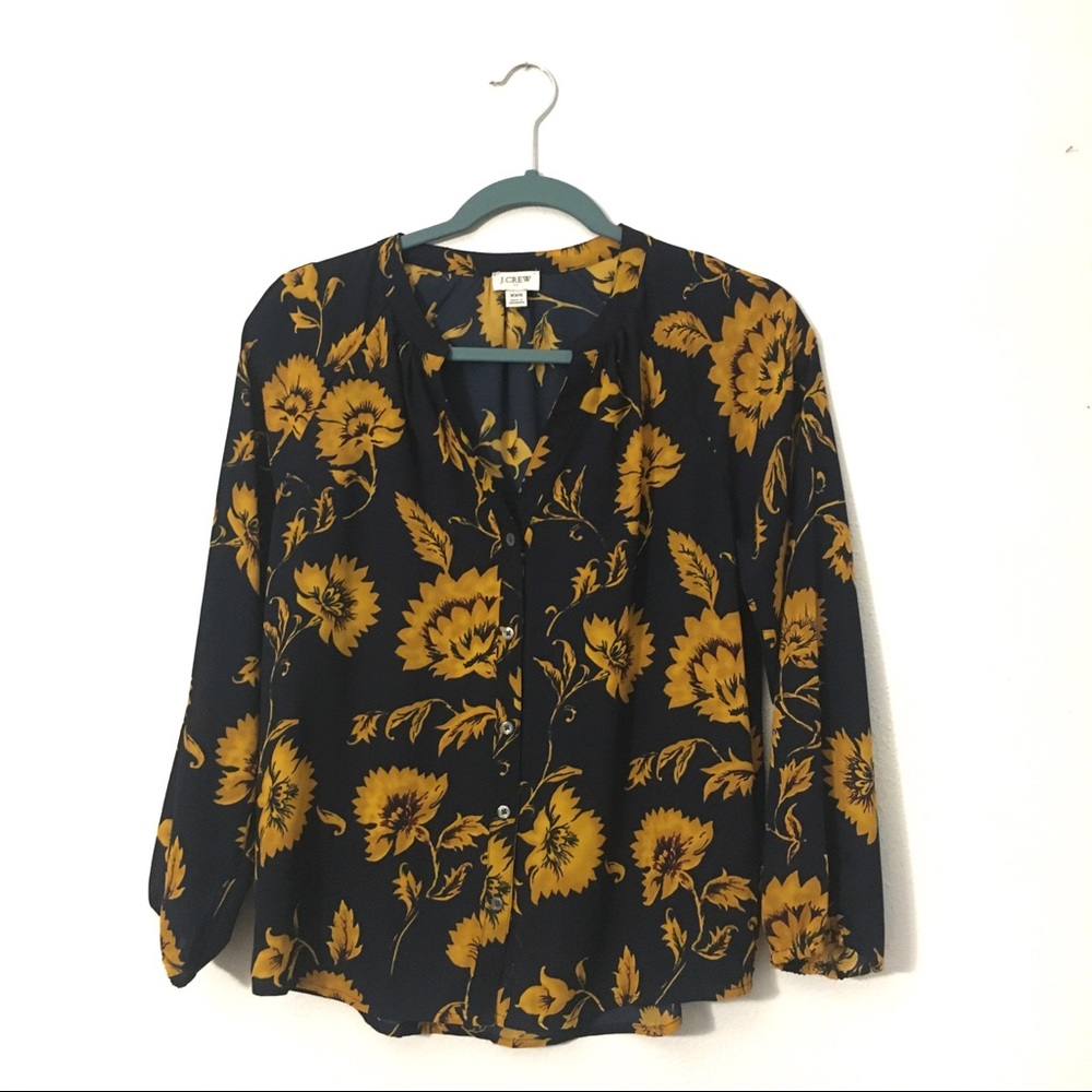 J. Crew XXS Floral Front Button Blouse